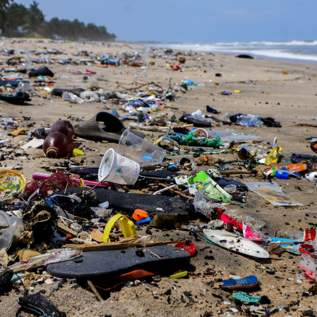 Plastic waste at the beach